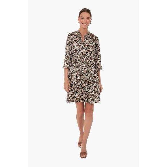 TUCKERNUCK Royal Mini Shirt Dress Brown Floral Woodrose Size XL $188 - Picture 1 of 6
